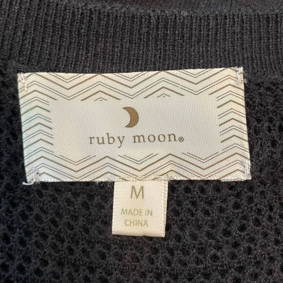 Ruby Moon Scoop Neck Sweater Black Knit Mesh Panels M - Picture 5 of 6